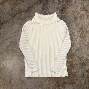 Ribbed Turtleneck Cream Sweater Sport 100% Cotton Size L Jones New York